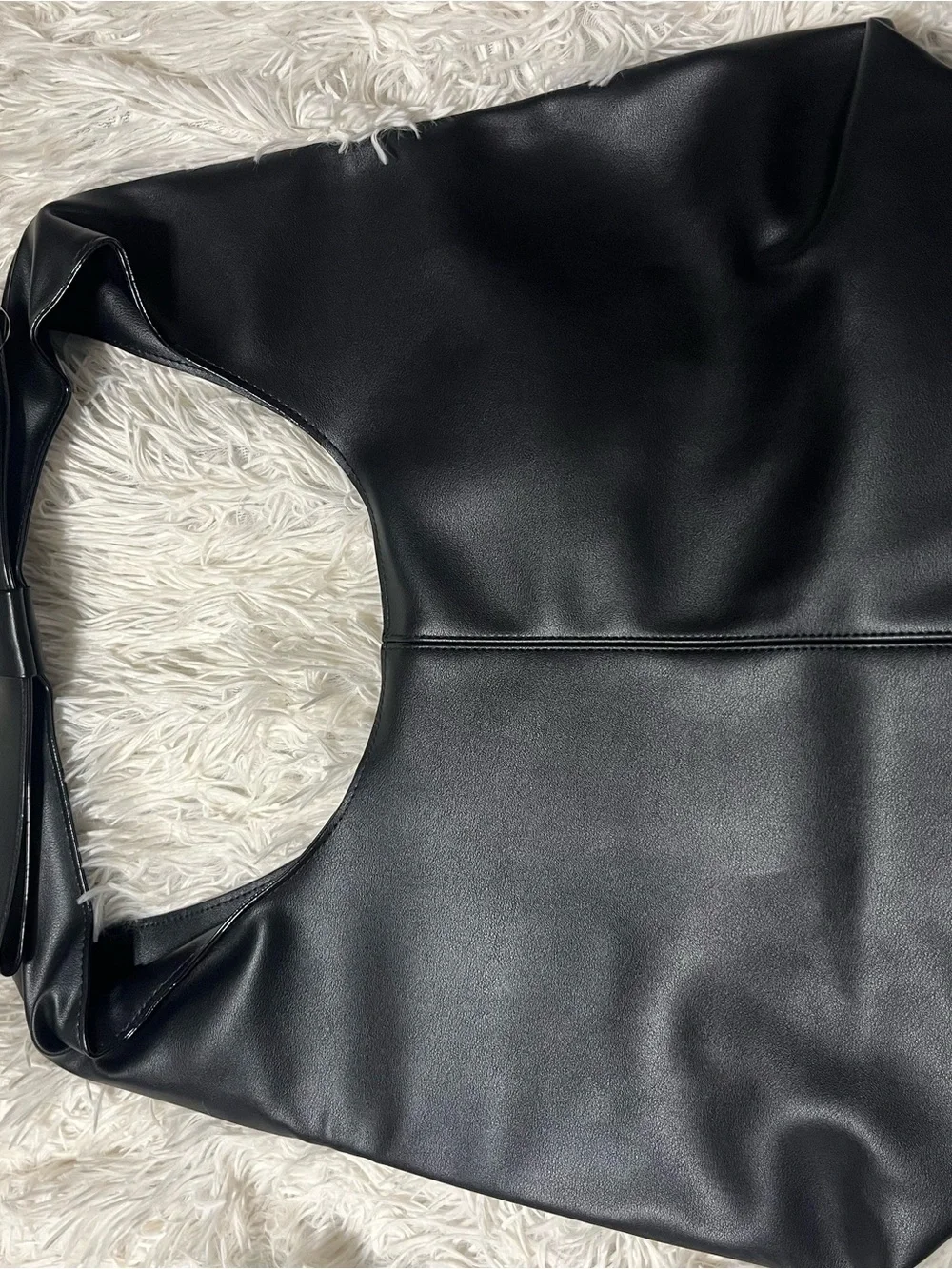 Black Faux Leather Victoria’s Secret Hobo Bag